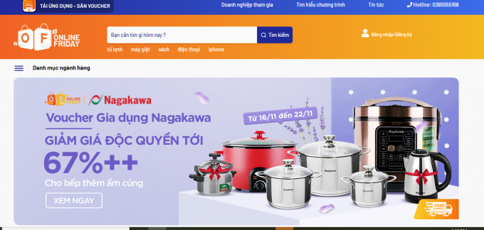 Website phục vụ ngày hội mua sắm lớn nhất Việt Nam 2020 tại địa chỉ https://onlinefriday.vn/ . Ảnh: Chụp màn hình.