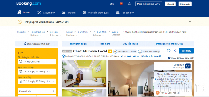 Hệ thống khách sạn Chez Mimosa Hotel Group từ lâu luôn chọn kinh doanh trên internet. Ảnh: Vĩnh Hy.