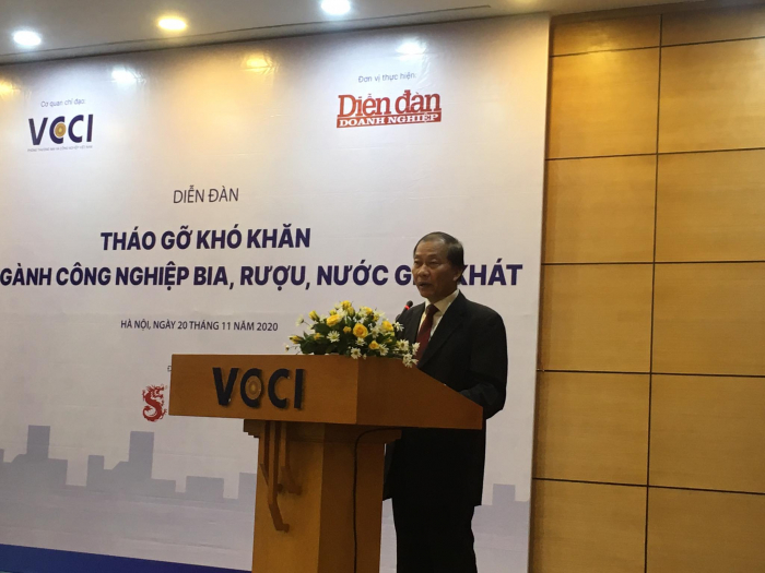 Phó Chủ tịch VCCI Hoàng Quang Phòng phát biểu tại sự kiện. Ảnh: PV