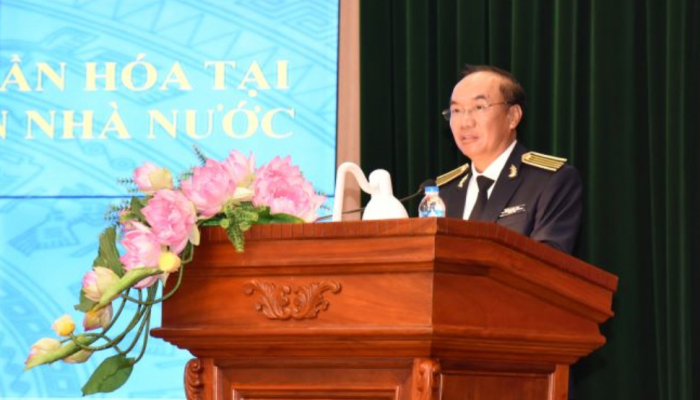 Phó Tổng Kiểm toán Nhà nước Đoàn Xuân Tiên phát biểu khai mạc Hội thảo. Ảnh: PV