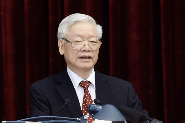 Tổng Bí thư, Chủ tịch nước Nguyễn Phú Trọng phát biểu khai mạc Hội nghị Trung ương 14.Ảnh:VOV