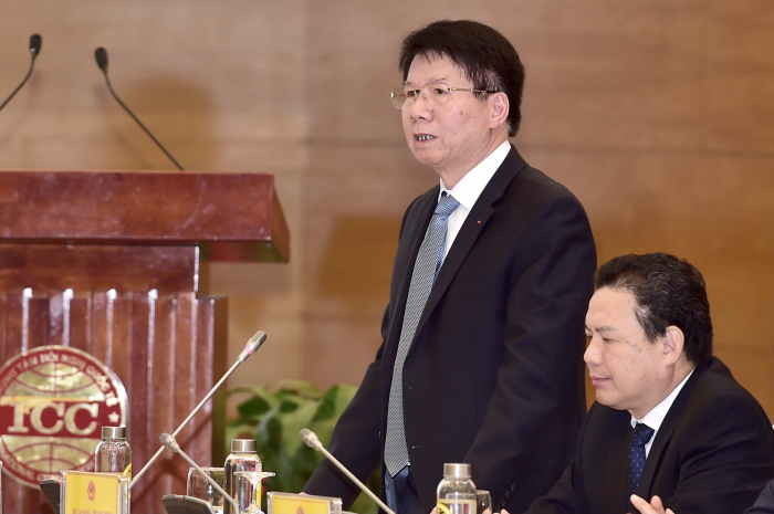 Thứ trưởng Bộ Y tế Trương Quốc Cường tại buổi họp báo. Ảnh: VGP