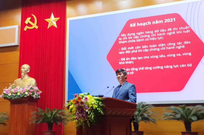 Bộ trưởng Nguyễn Thanh Long phát biểu tại hội nghị. Ảnh: PV