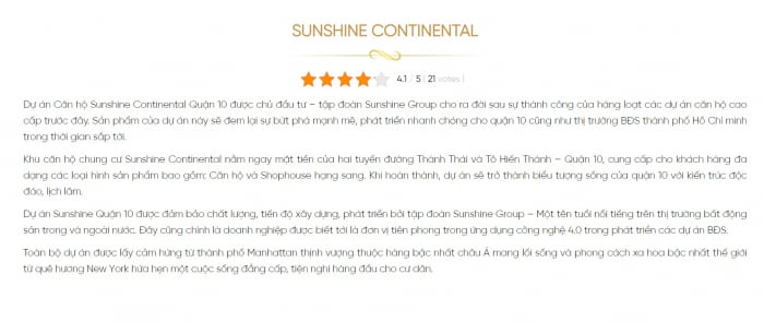 Phần giới thiệu về dự án được đăng tải tại website: sunshinesaigon.com.vn.