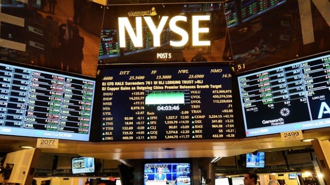 Dow Jones và S&P 500 lên đỉnh mọi thời trong phiên giao dịch hôm nay. Ảnh: T.L