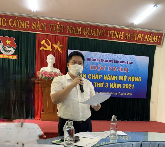 Chủ tịch Hội DNT tỉnh Ninh Bình Hà Tuấn Anh phát biểu tại hội nghị