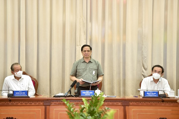 Thủ tướng Phạm Minh Chính làm việc với lãnh đạo TP.HCM về tình hình phòng, chống dịch Covid-19 tại TP.HCM