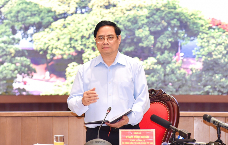 Thủ tướng Phạm Minh Chính: Hà Nội phải ưu tiên số 1 cho phòng chống dịch an toàn, hiệu quả. Ảnh: VGP