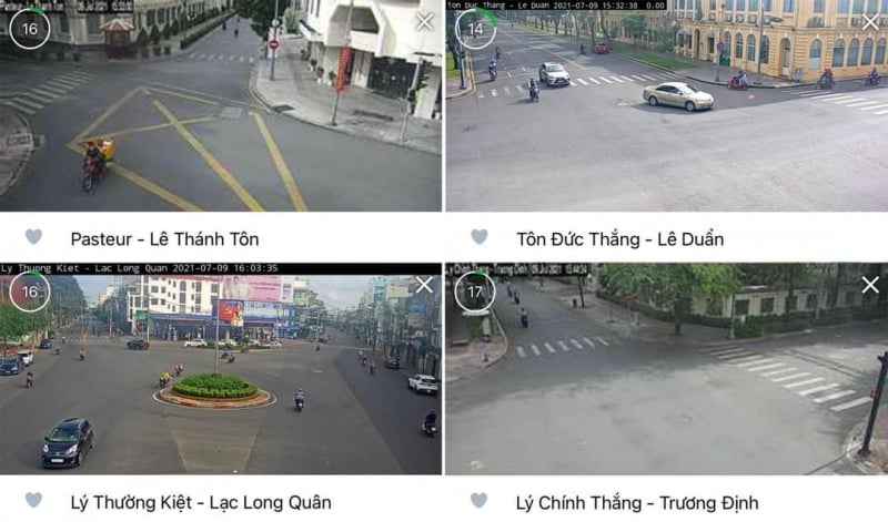 Hình ảnh các tuyến phố qua camera giao thông. Ảnh chụp màn hình.