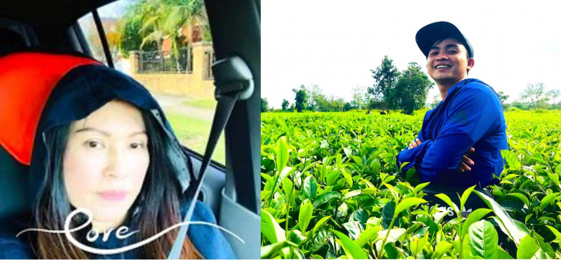 Chị Chang Ching Hsien - admin fanpage Hội Chia sẻ kinh nghiệm trồng sen (trái) và anh Võ Ngọc Hòa - Trưởng nhóm Bụi Kết Nối (phải) là hai nhân vật có vai trò lớn trong kết nối, tổ chức chuyến xe chở quà quê của kiều bào đến với người dân TP.HCM.