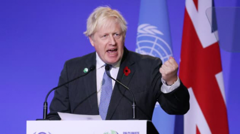 Thủ tướng Anh Boris Johnson có bài phát biểu trong lễ khai mạc Hội nghị về biến đổi khí hậu của Liên hợp quốc (COP26) tại Glasgow, Scotland, Anh. Ảnh: Yves Herman (Reuters).