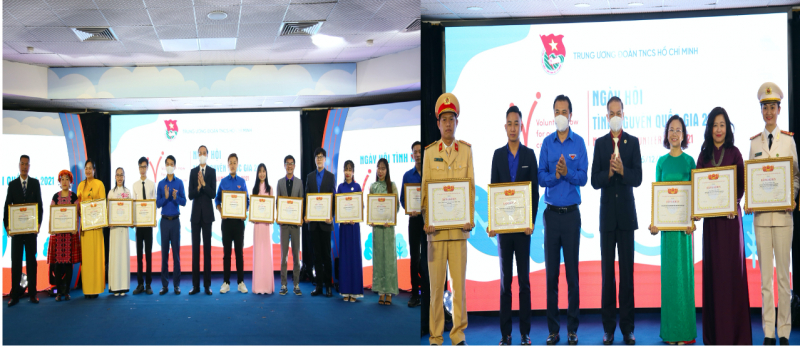 Trung ương Hội LHTN Việt Nam trao bằng khen cho các tập thể, cá nhân có thành tích xuất sắc trong hoạt động tình nguyện vì cộng đồng năm 2021.
