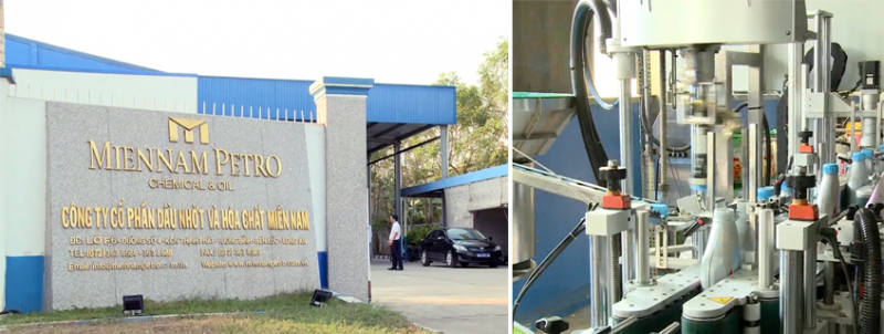 Nhà máy Miennampetro có công suất thiết kế hơn 25.000 tấn/năm, dây chuyền chiết rót tự động cho ra hơn 300 sản phẩm khác nhau. Ảnh: Miennampetro.