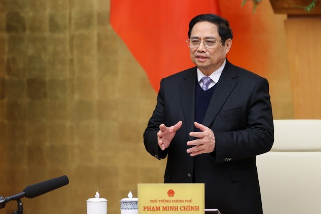 Thủ tướng Chính phủ Phạm Minh Chính phát biểu kết luận cuộc họp. Ảnh: VGP.