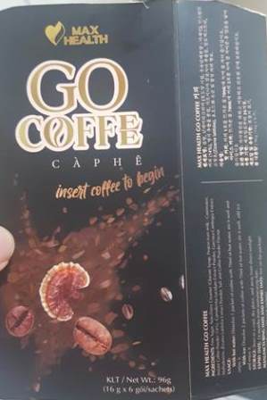 Hình ảnh sản phẩm Max Health Go Coffee cà phê Insert Coffee to begin có chứa Sibutramin được đăng trên website của Cục An toàn thực phẩm.