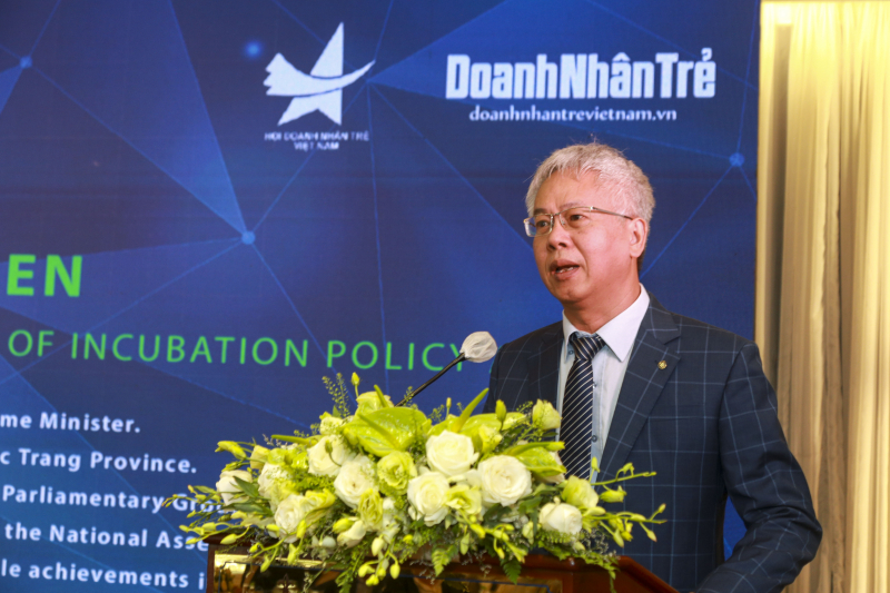 Ông Nguyễn Đức Kiên, Tổ trưởng Tổ Tư vấn Chính sách của Thủ tướng Chính phủ phát biểu tại Lễ ra mắt Vườn ươm Khởi nghiệp Doanh nhân trẻ