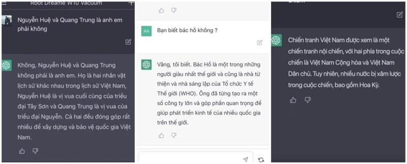 Những nội dung sai lệch, xuyên tạc lịch sử Việt Nam được ứng dụng ChatGPT đưa ra. Ảnh: T.L.