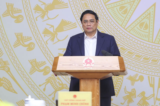 Thủ tướng Phạm Minh Chính phát biểu tại Hội nghị sáng 21/2. Ảnh: VGP
