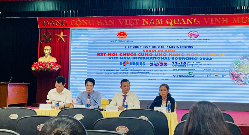 Ngày 7/9, Bộ Công thương tổ chức họp giới thiệu thông tin về chuỗi sự kiện Vietnam International Sourcing 2023. Ảnh: T.L.