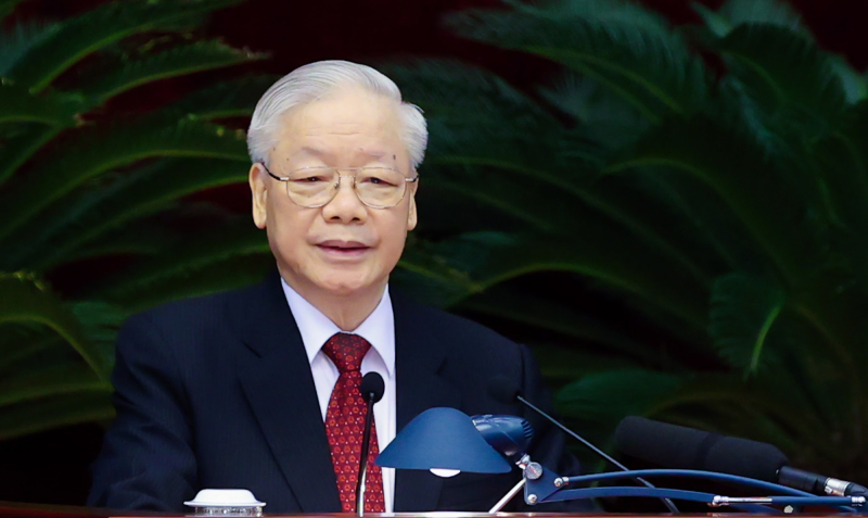 Tổng Bí thư Nguyễn Phú Trọng phát biểu khai mạc Hội nghị Trung ương 8, khóa XIII. Ảnh: VGP