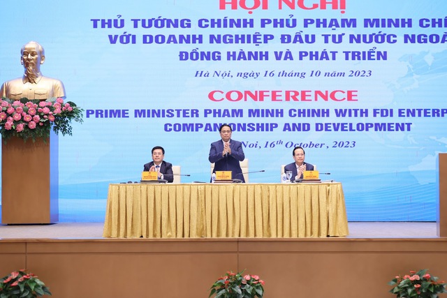Thủ tướng Phạm Minh Chính gặp mặt cộng đồng doanh nghiệp đầu tư nước ngoài. Ảnh: VGP
