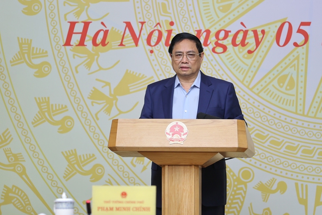 Thủ tướng Phạm Minh Chính phát biểu tại Hội nghị ngày 5/2. Ảnh: VGP