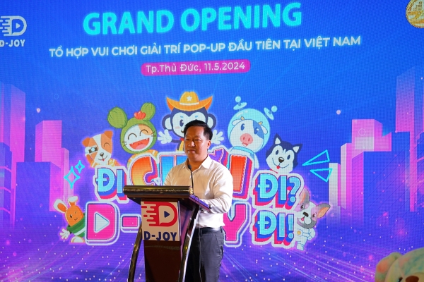 Phó Bí thư Thành ủy, Chủ tịch UBND thành phố Thủ Đức Hoàng Tùng phát biểu hy vọng tổ hợp D - Joy là điểm đến hấp dẫn của người dân thành phố và du khách