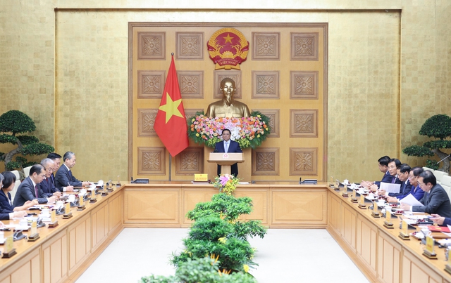 Thủ tướng Phạm Minh Chính khuyến khích các dự án lớn, công nghệ cao của doanh nghiệp Trung Quốc. Ảnh: VGP