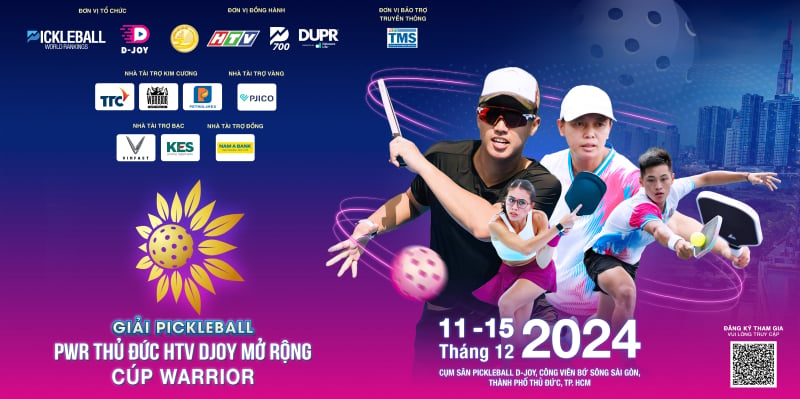 Giải pickleball PWR Thủ Đức HTV DJOY mở rộng - Cúp WARRIOR hứa hẹn là một trong những sự kiện thể thao đáng chú ý và hoành tráng nhất cuối năm 2024.