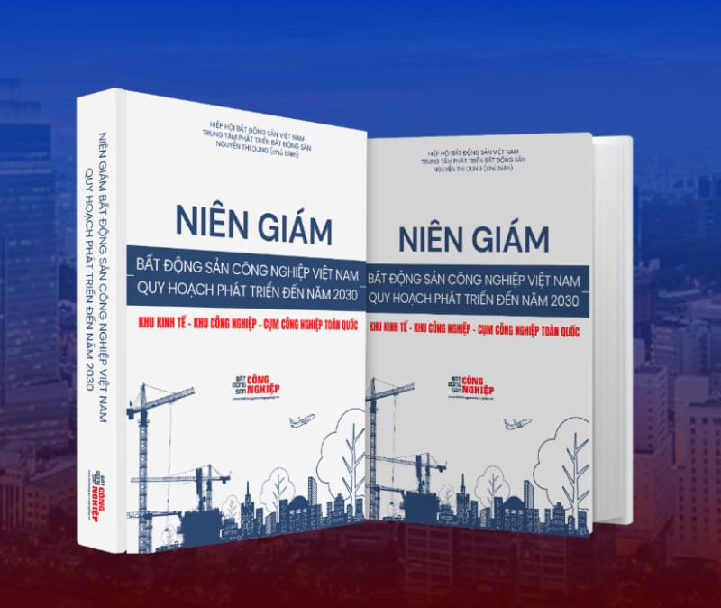 Thiết kế đồ họa trang bìa dự kiến của “Niên giám Bất động sản Công nghiệp Việt Nam – Quy hoạch phát triển đến năm 2030”.