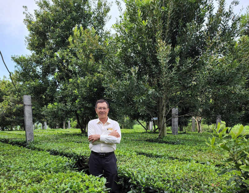 Ông Dương Xuân Quả khi thực tế vườn macca tại Lai Châu. Ảnh: NVCC