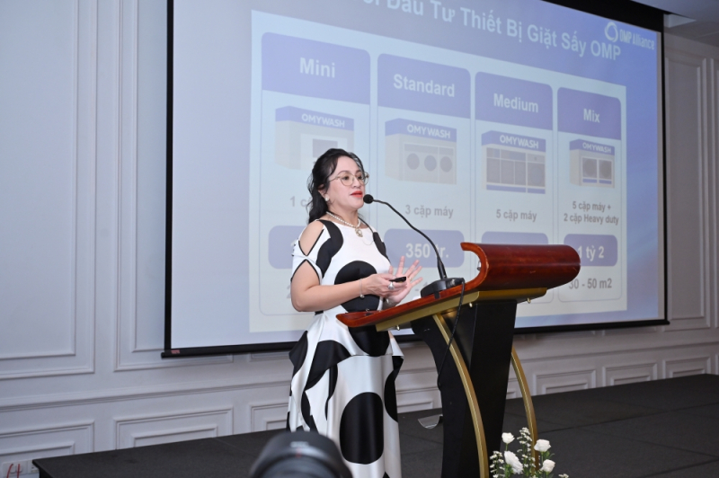 Bà Ô Mỹ Phương - CEO OMP Alliance phát biểu tại sự kiện