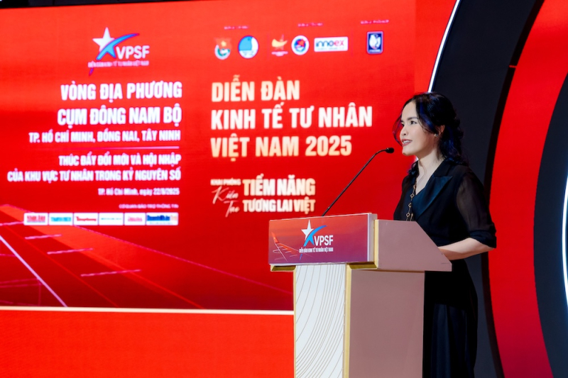 Bà Phạm Thị Bích Huệ, Phó Chủ tịch Trung ương Hội Doanh nhân trẻ Việt Nam, Trưởng Ban Tổ chức Diễn đàn Kinh tế tư nhân Việt Nam 2025