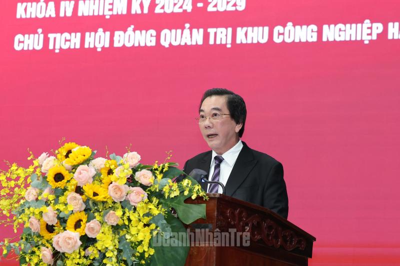 Ông Trịnh Văn Hải, Chủ tịch Hiệp hội Doanh nghiệp tỉnh Tây Ninh, Chủ tịch HĐQT Khu công nghiệp Hải Sơn phát biểu tại Phiên đối thoại.