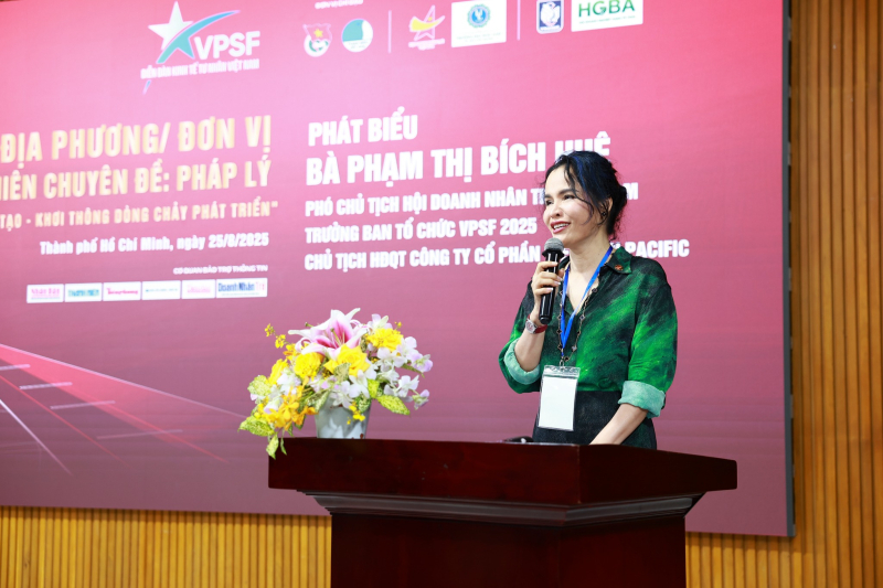 Bà Phạm Thị Bích Huệ, Phó Chủ tịch Hội Doanh nhân trẻ Việt Nam, Trưởng Ban Tổ chức VPSF 2025