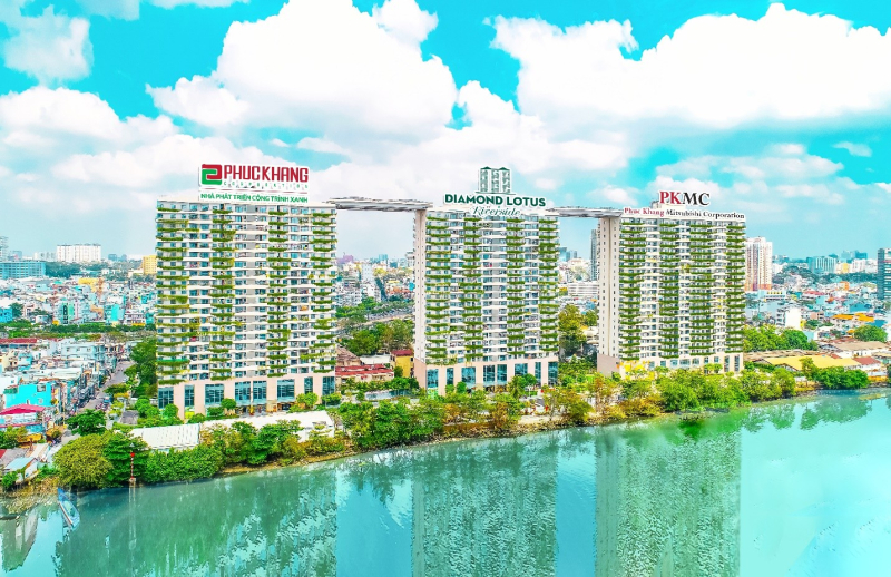 Chung cư xanh cao cấp Diamond Lotus Riverside được Phuc Khang Corporation đăng ký và xây dựng theo tiêu chuẩn LEED, LOTUS cấp độ Vàng