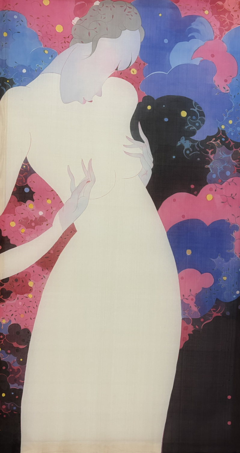 Tác phẩm Lời thì thầm của tuổi trăng tròn của Bùi Tiến Tuấn tại triển lãm