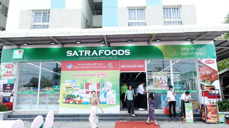 Cửa hàng thực phẩm tiện lợi Satrafoods tại tòa K3, chung cư Becamex, phường An Phú, TP.HCM