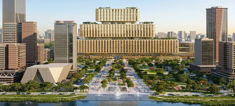 Phối cảnh Trung tâm hành chính TP.HCM nhìn từng quảng trường trung tâm. Ảnh Internet
