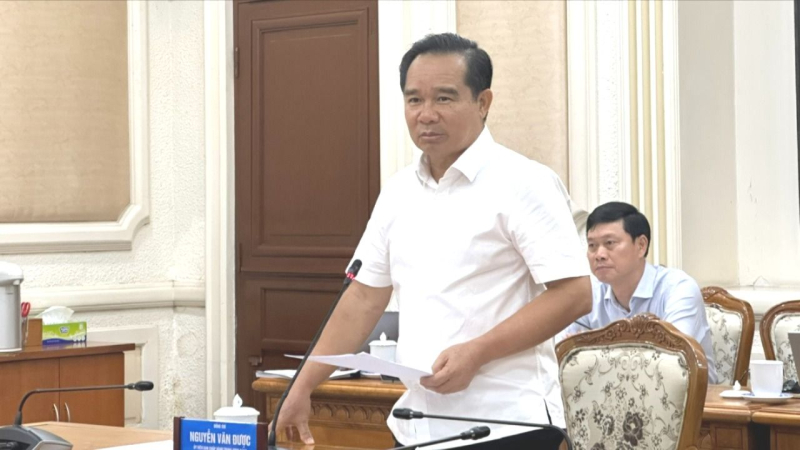 Chủ tịch UBND TPHCM Nguyễn Văn Được phát biểu kết luận buổi làm việc. Ảnh: THANH HIỀN