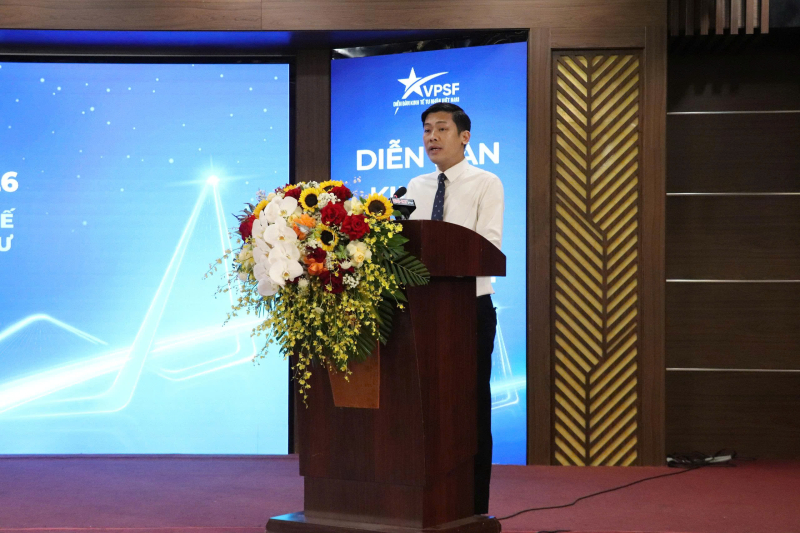 Ông Nguyễn Như Kiên - Phó Chủ tịch Trung ương Hội Doanh nhân trẻ Việt Nam phát biểu tại Diễn đàn