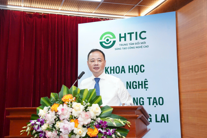GS.TS Trần Hồng Thái - Ủy viên TƯ Đảng, Bí thư Đảng ủy, Chủ tịch Viện Hàn lâm Khoa học công nghệ Việt Nam phát biểu tại sự kiện