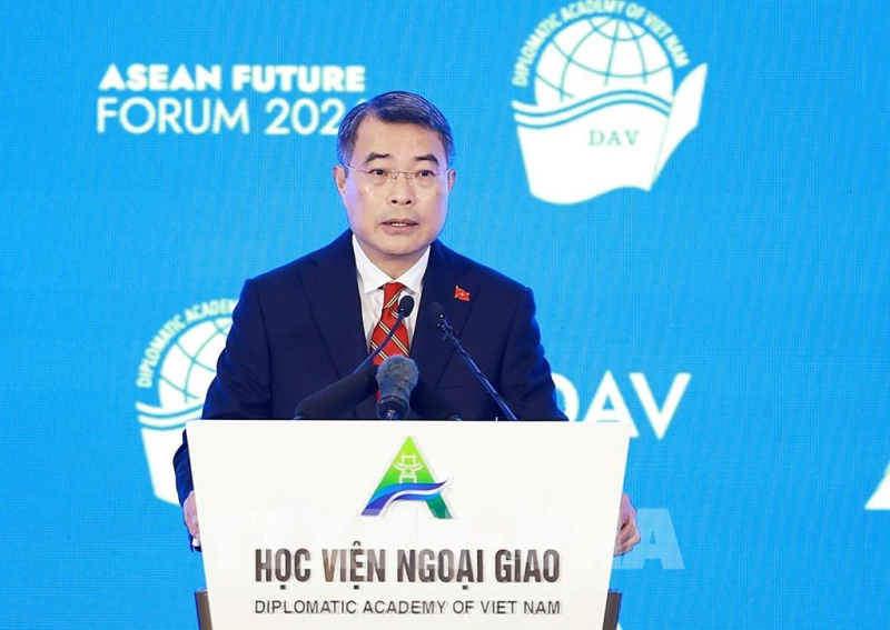 Thủ tướng Lê Minh Hưng phát biểu tại Diễn đàn Tương lai ASEAN (AFF) 2026. Ảnh TTXVN