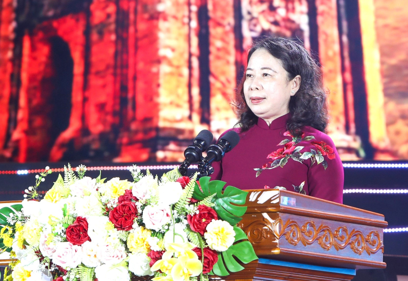 Phó Chủ tịch nước Võ Thị Ánh Xuân phát biểu tại Lễ khai mạc Ngày hội Văn hóa dân tộc Chăm lần thứ VI năm 2026.