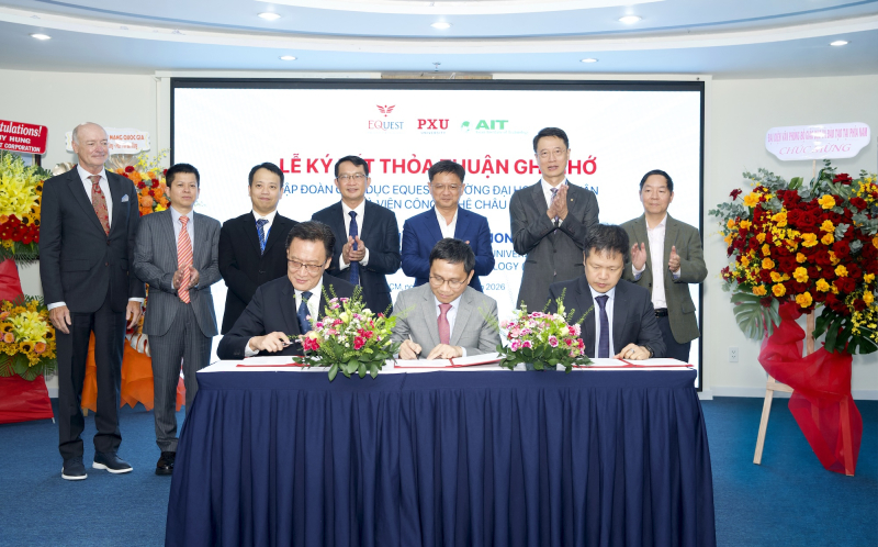 Đại diện EQuest, Trường Đại học PXU và AIT ký kết Biên bản hợp tác