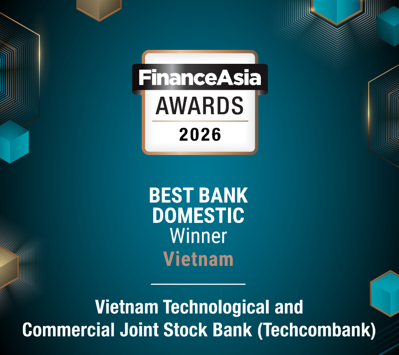 Techcombank lập kỷ lục 4 năm liên tiếp được vinh danh “Ngân hàng tốt nhất Việt Nam” bởi FinanceAsia. Ảnh Techcombank.