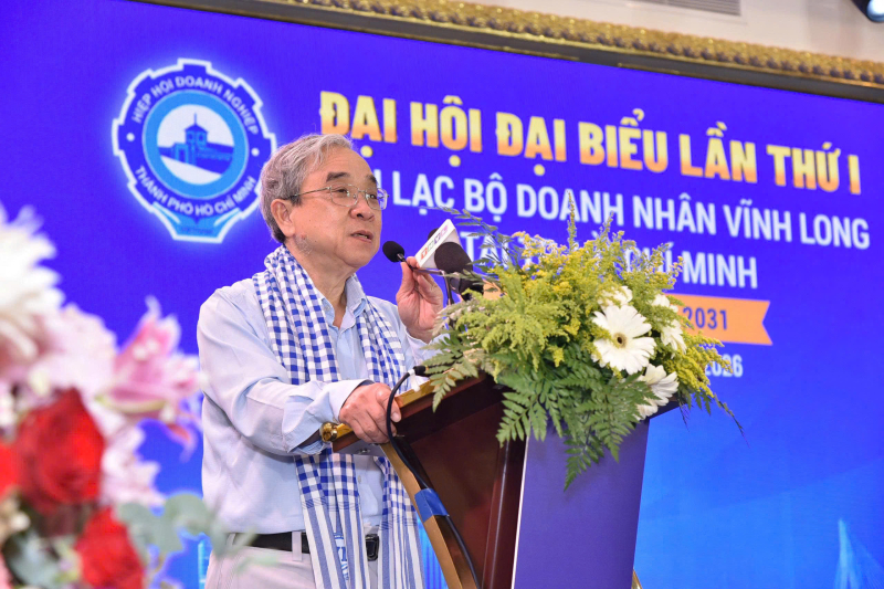 Ông Nguyễn Ngọc Hòa - Chủ tịch Hiệp hội Doanh nghiệp TP.HCM phát biểu chỉ đạo tại Đại hội