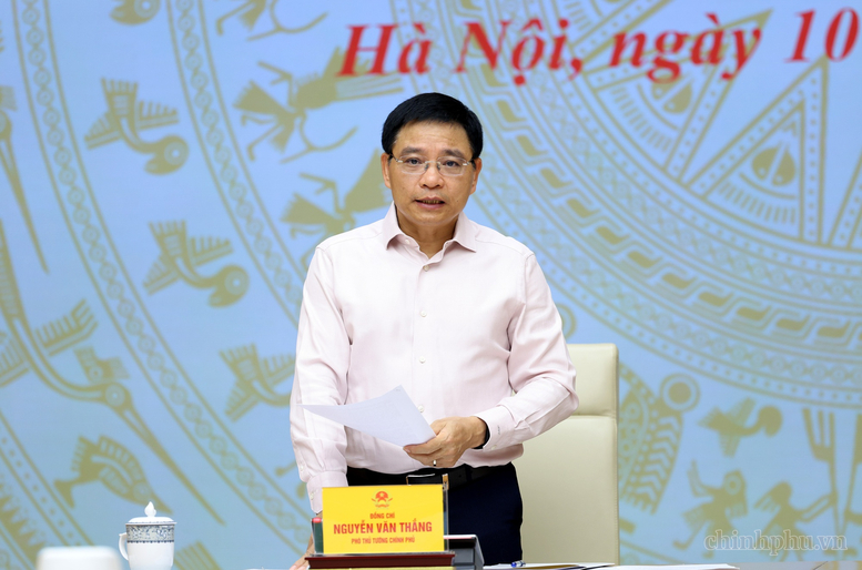 Phó Thủ tướng Nguyễn Văn Thắng phát biểu tại buổi làm việc. (Ảnh: chinhphu.vn/Đức Tuân)