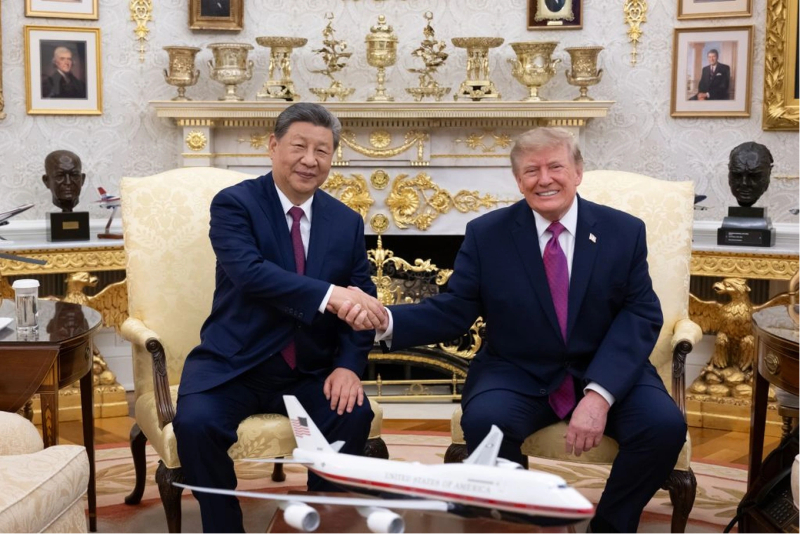 Tổng Bí thư, Chủ tịch Trung Quốc Tập Cận Bình và Tổng thống Mỹ Donald Trump tại Phòng Bầu dục Nhà Trắng, ngày 24/9. Ảnh: Xinhua