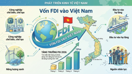 FDI tăng trưởng ấn tượng trong 4 tháng đầu: Việt Nam tiếp tục là điểm đến hấp dẫn của dòng vốn ngoại
